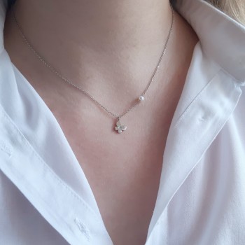 Λευκόχρυσο κολιέ πεταλούδα Κ14