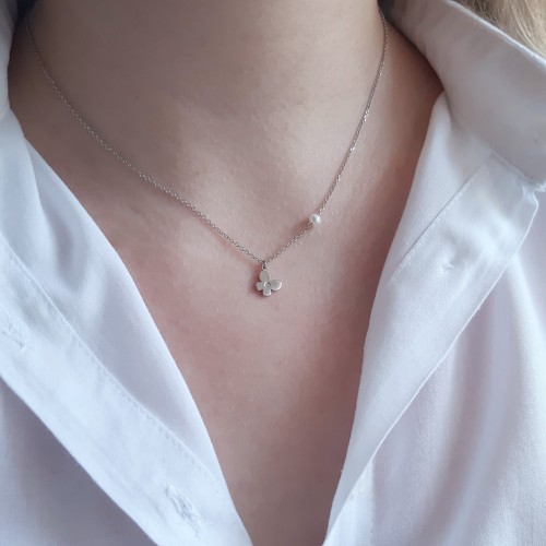 Λευκόχρυσο κολιέ πεταλούδα Κ14