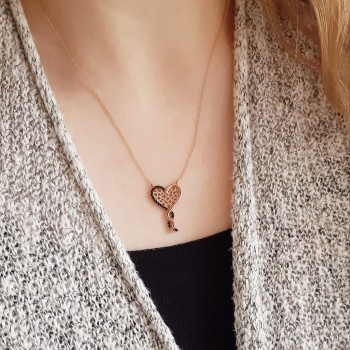 Κολιέ καρδιά από ροζ χρυσό Κ14