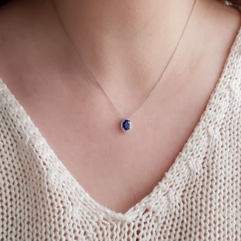 Λευκόχρυσο κολιέ Κ14 με ζιργκόν