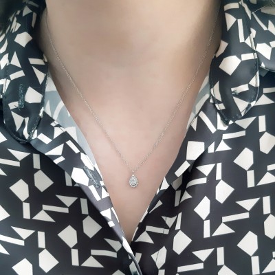 Λευκόχρυσο κολιέ σταγόνα Κ14