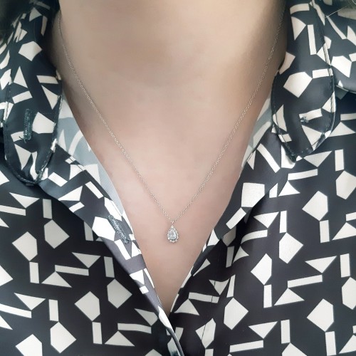 Λευκόχρυσο κολιέ σταγόνα Κ14