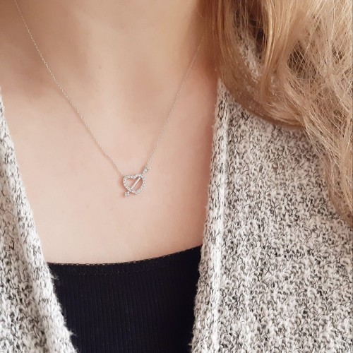 Λευκόχρυσο κολιέ καρδιά Κ14