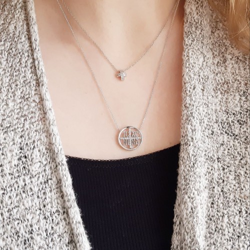 Λευκόχρυσο κολιέ Κ14 με σταυρό