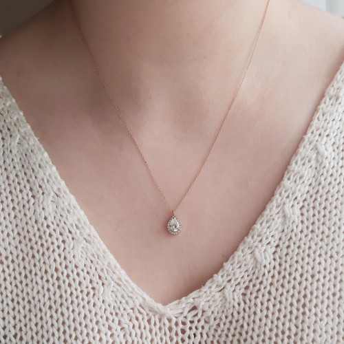 Ροζ χρυσό κολιέ σταγόνα Κ14