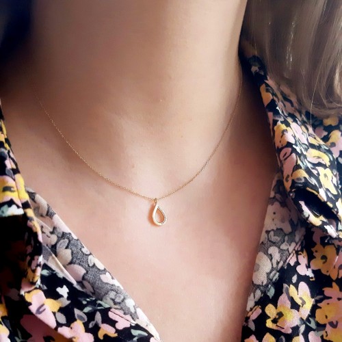 Χρυσό κολιέ σταγόνα Κ14