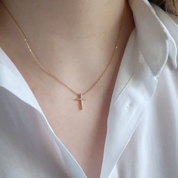 Χρυσό κολιέ Κ14 με σταυρό