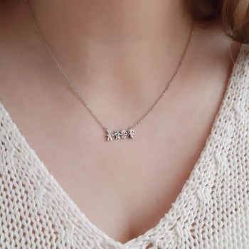 Κολιέ οικογένεια λευκόχρυσο Κ14