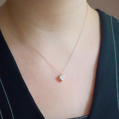 Ροζ χρυσό κολιέ καρδιά Κ14 με ζιργκόν