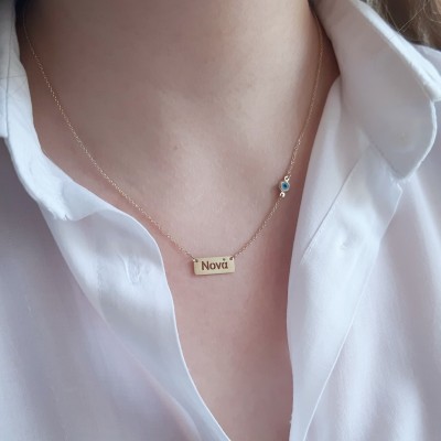 Χρυσό κολιέ νονά Κ14 με ματάκι