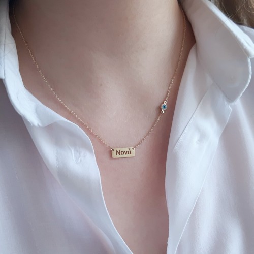 Χρυσό κολιέ νονά Κ14 με ματάκι