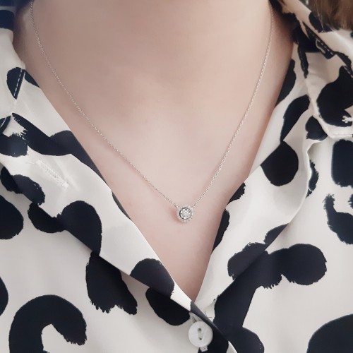 Λευκόχρυσο κολιέ Κ18 με διαμάντια