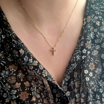 Χρυσό κολιέ Κ14 με ζιργκόν