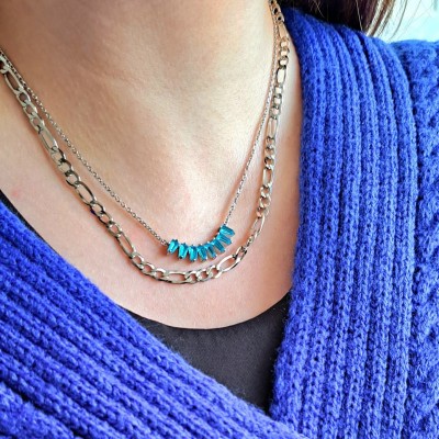 Ασημένιο κολιέ μπάρα 925 με ζιργκόν