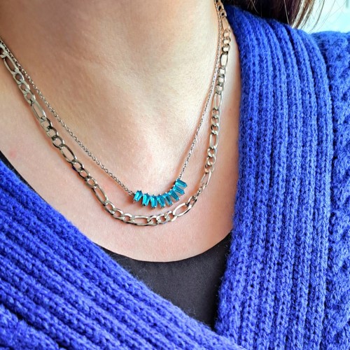 Ασημένιο κολιέ μπάρα 925 με ζιργκόν