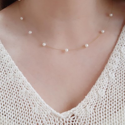 Κολιέ με μαργαριτάρια και χρυσό κούμπωμα Κ14