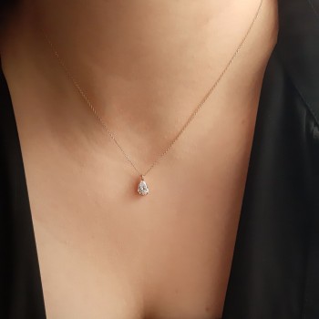 Ροζ χρυσό κολιέ σταγόνα Κ14