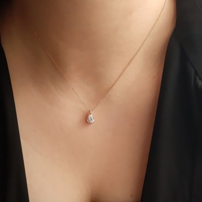 Ροζ χρυσό κολιέ σταγόνα Κ14