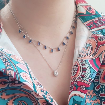 Ασημένιο κολιέ σταγόνα 925 με ζιργκόν