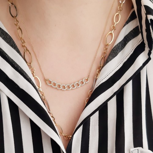 Χρυσό κολιέ Κ14 με σχέδιο αλυσίδα