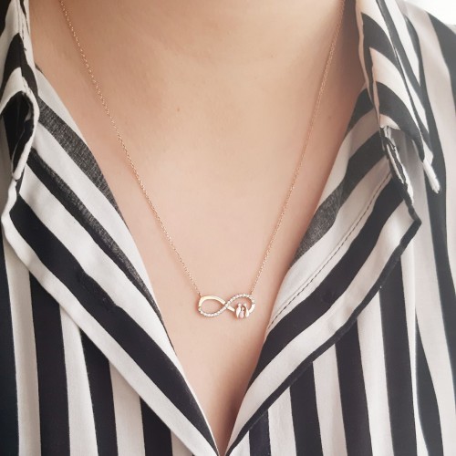 Ροζ χρυσό κολιέ άπειρο οικογένεια Κ14