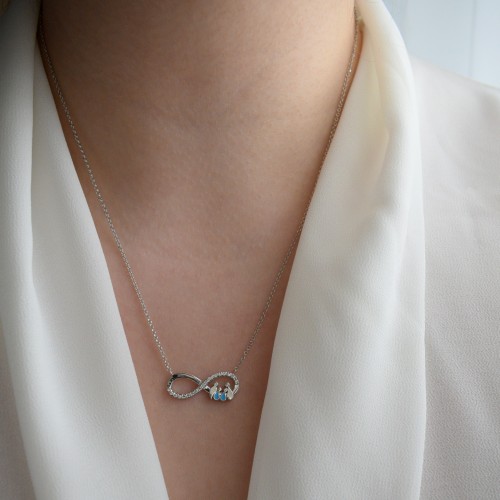 Λευκόχρυσο κολιέ άπειρο οικογένεια Κ14