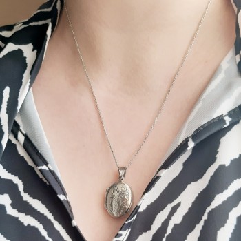 Ασημένιο κολιέ 925 οβάλ φωτογραφοθήκη