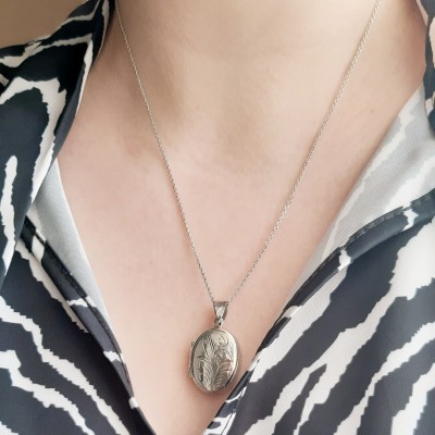 Ασημένιο κολιέ 925 οβάλ φωτογραφοθήκη