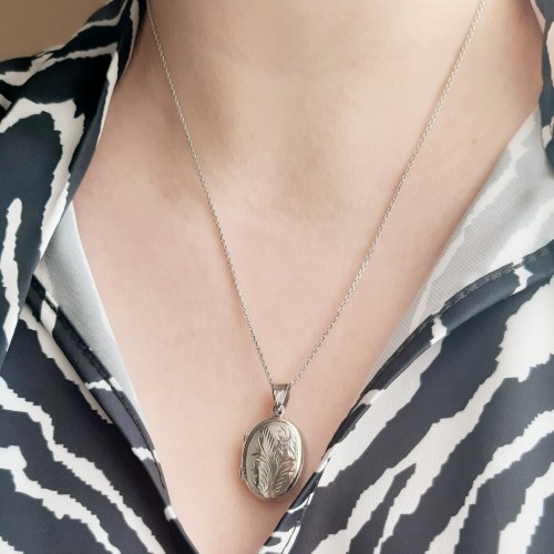 Ασημένιο κολιέ 925 οβάλ φωτογραφοθήκη