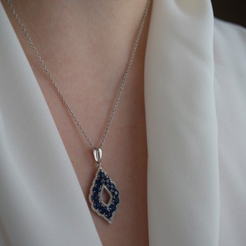 Ασημένιο κολιέ 925 με μπλε ζιργκόν