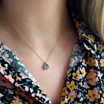 Χρυσό κολιέ σταγόνα Κ9 με ζιργκόν