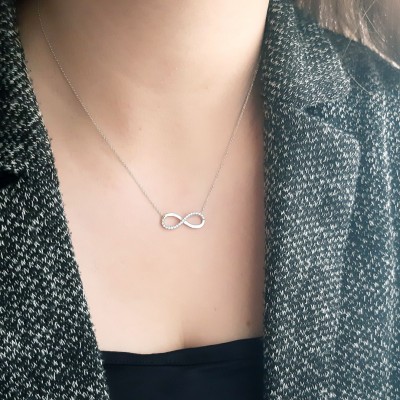 Λευκόχρυσο κολιέ άπειρο Κ14 με ζιργκόν