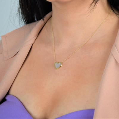 Χρυσό κολιέ καρδιά Κ14 με φίλντισι