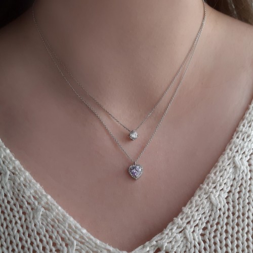 Λευκόχρυσο κολιέ καρδιά Κ14