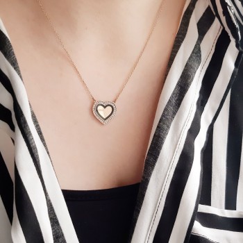 Ροζ χρυσό κολιέ καρδιά Κ14