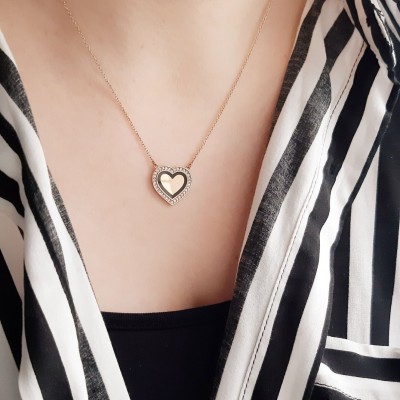 Ροζ χρυσό κολιέ καρδιά Κ14