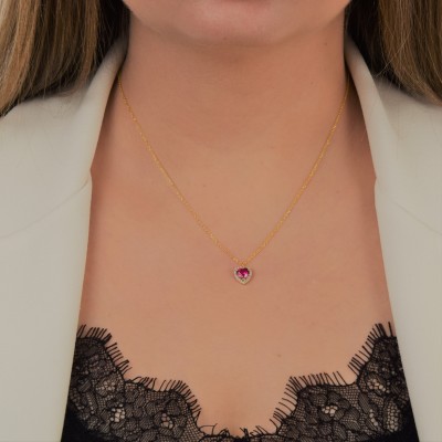 Χρυσό κολιέ καρδιά Κ14 με ζιργκόν