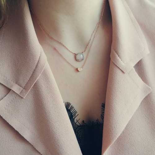 Κολιέ καρδιά από ροζ χρυσό Κ14