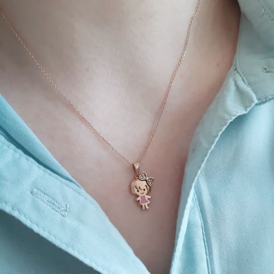 Ροζ χρυσό κολιέ κοριτσάκι Κ14