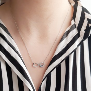 Λευκόχρυσο κολιέ άπειρο οικογένεια Κ14