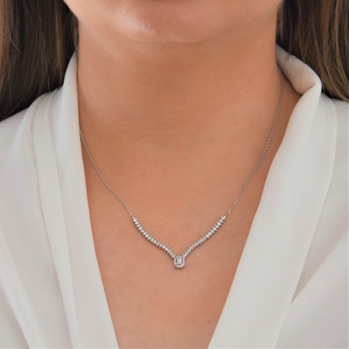 Λευκόχρυσο σετ κοσμημάτων γάμου αρραβώνα Κ14 με σκουλαρίκια, δαχτυλίδι, κολιέ