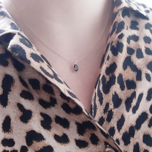 Λευκόχρυσο κολιέ Κ18 με τοπάζι