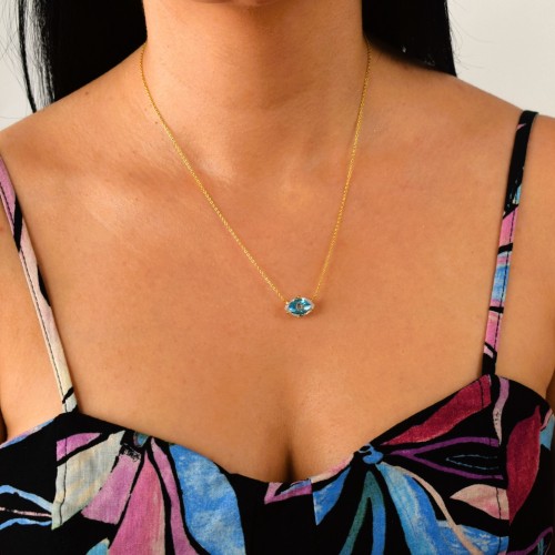 Ασημένιο επιχρυσωμένο κολιέ μάτι 925