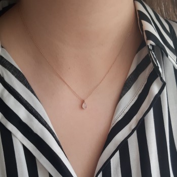 Ροζ χρυσό κολιέ Κ14 με χαλαζία