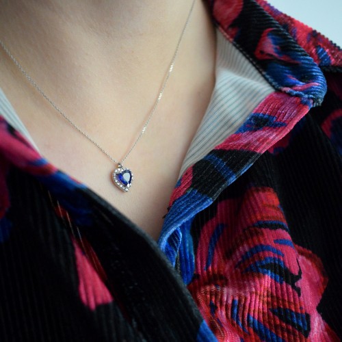 Λευκόχρυσο σετ κοσμημάτων καρδιές Κ14 με σκουλαρίκια, κολιέ και δαχτυλίδι