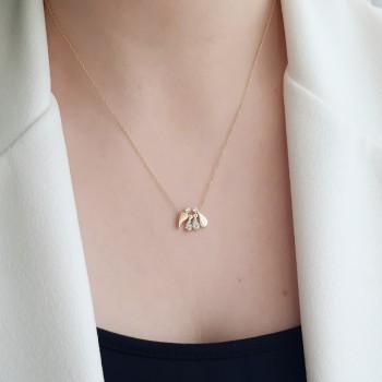 Χρυσό κολιέ οικογένεια Κ14 με ζιργκόν