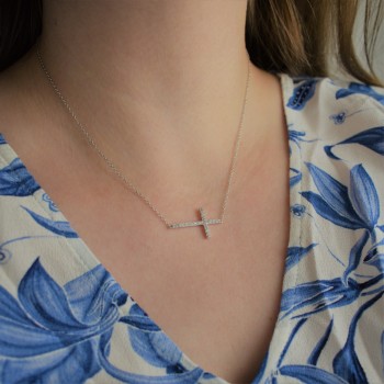 Ασημένιο κολιέ με σταυρό 925