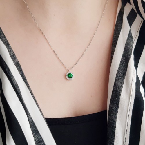 Λευκόχρυσο κολιέ Κ14 με ζιργκόν