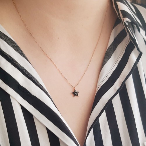 Κολιέ από ροζ χρυσό Κ14 με ζιργκόν