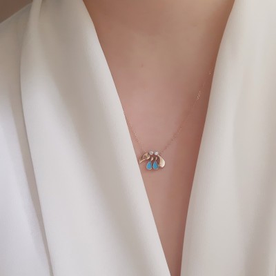 Κολιέ οικογένεια από ροζ χρυσό Κ14